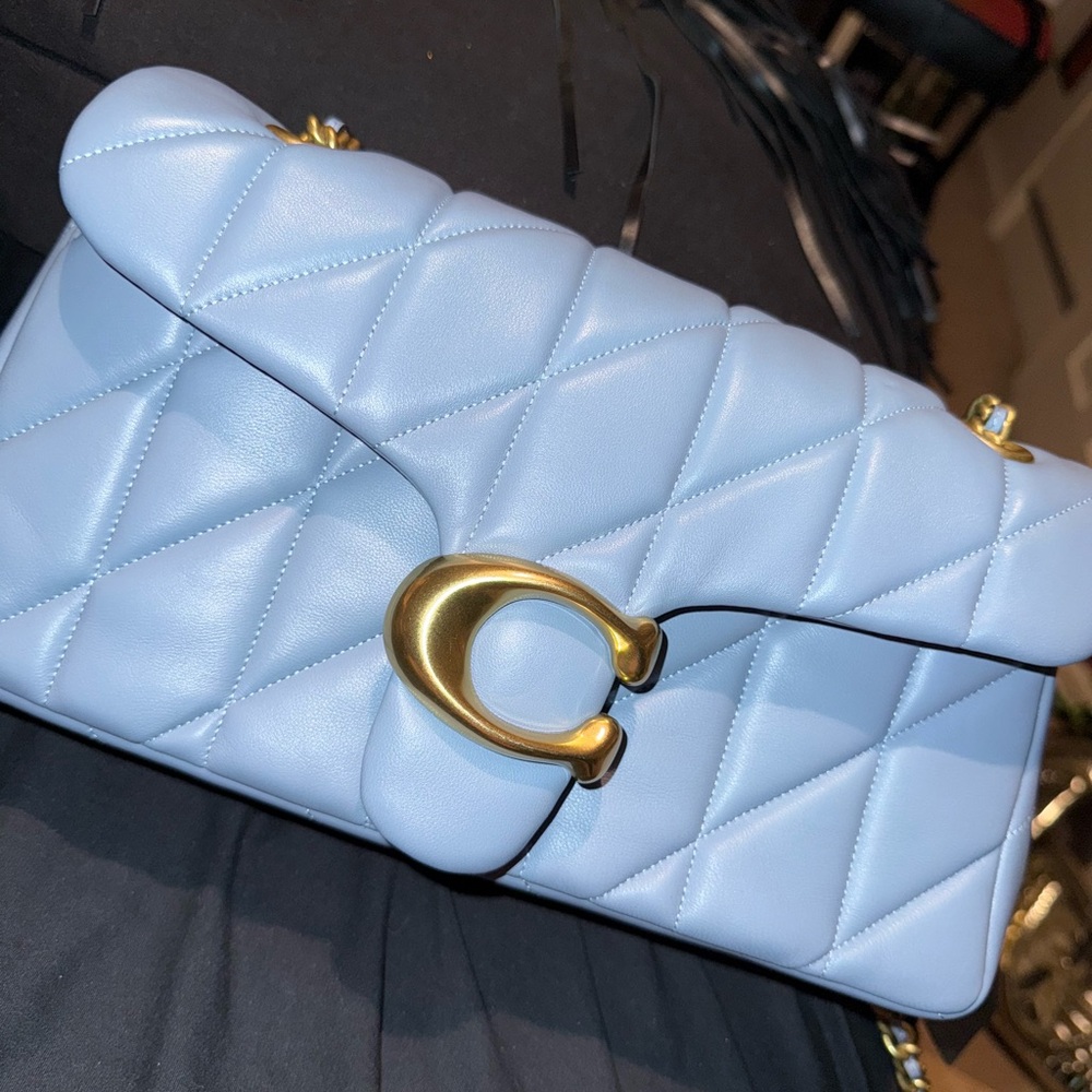 Coach Light Blue Quilted Shoulder Bag 26 Bluebell